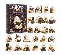 Halloween Advent Calendar 24 Day Acrylic Ghost Figure Decor | Premium acrylic ghost figures with 4 themes designed for spooky desktop holiday decor D