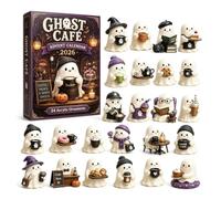 Halloween Advent Calendar 24 Day Acrylic Ghost Figure Decor | Premium acrylic ghost figures with 4 themes designed for spooky desktop holiday decor A