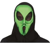 Halloween Alien Masque Avec Capuche Mascarade SciFi Party Griffe Verte Visage Futuriste Effrayant Aventuriers Mardi Gras Mystérieux Optique Créature Nouvel Univers Galaxie Costume Effrayant Espace Hor