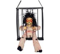 Halloween Animatronics Suspendus Yeux Lumineux Sonnés Fantômes Suspendus Dans Une Cage Clignotant Hurlant Activé Crâne Animé Fantôme Décoration Suspendue Pour Fête Maison Hantée Cour Pelouse, Pas De B