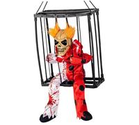 Halloween Animatronics Suspendus Yeux Lumineux Sonnés Fantômes Suspendus Dans Une Cage Clignotant Hurlant Activé Crâne Animé Fantôme Décoration Suspendue Pour Fête Maison Hantée Cour Pelouse, Pas De B