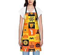 Halloween Araignée Citrouille Chauve-Souris Conception Tabliers Géométriques Pour Femmes Hommes Tablier À Bavette Imperméable Tabliers De Chef Pour La Cuisine Cuisson Cuisson Barbecue Jardinage