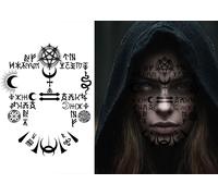 Halloween Art Mystique du Visage Magie Noire Symbolique Pentacle Mystique Rituels Secrets Atmosphère Aventure, couleur : noir