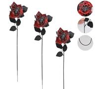 Halloween Artificial Red Roses, with Realistic Spider Decorations with Realistic Spider Decorations for Haunted House Party Living Room and Garden Atmosphere Lightweight and Odorless (3,Red)