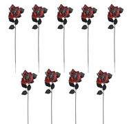 Halloween Artificial Red Roses, with Realistic Spider Decorations with Realistic Spider Decorations for Haunted House Party Living Room and Garden Atmosphere Lightweight and Odorless (9,Red)