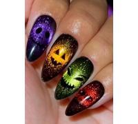 Halloween Autocollant Ongle Gel UV, Visage fantôme 20pcs Film pour Ongles Autoadhésif Pour Nail Art
