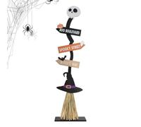 Halloween Balai De Sorcière | Décorations en Bois à Un Aspect Effrayant | Décoration de Balai d'halloween | pour Garage Patio Cuisine Maison Foyer Camping Extérieur Intérieur Porche