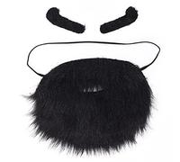 Halloween Barbe Poils du visage Moustache Costume Accessoire de fête Bandes élastiques réglables en peluche douce pour adultes enfants Halloween Noël Fêtes d'anniversaire (carte en papier bleu)