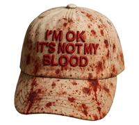 Halloween Baseball Cap - Costume d'horreur pour la fête, je vais bien, ce n'est pas mon sang, des costumes drôles effrayants, un chapeau sanglant d'Halloween réglable, un cosplay Vampire Ghost