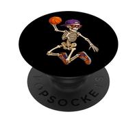 Halloween Basketball Skeleton Teens Spooky Basketball Player PopSockets PopGrip Adhésif