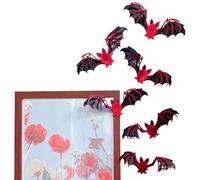 Halloween Bat Wall Decorations, 3d Waterproof Stickers Set, Reusable Black Flying Bat Decals with Realistic Effect, Ideal for Indoor Outdoor Fireplace Window Bathroom Car Decor, 15x9cm Black Red