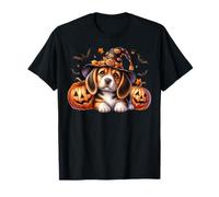 Halloween Beagle in Witch Hat with Jack O Lantern and Bats T-Shirt