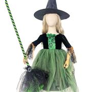 Halloween Bebe,Déguisement de sorcière pour Filles, Tenue de fête d'halloween, Cape Magique, Chapeau pour Enfants, Spectacle d'halloween, Cosplay (Green, 5-6 Years)