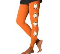 Halloween Biker Shorts Femmes Slim Mode Leggings Halloween Imprimé Sport Yoga Pantalon Leggings Fishnet Pants, Orange, 4XL