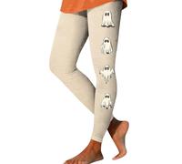 Halloween Biker Shorts Femmes Slim Mode Leggings Halloween Imprimé Sport Yoga Pantalon Leggings Fishnet Pants, beige, XL