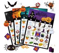 Halloween Bingo Cartes De Jeu, Cartes De Bingo D'Halloween Pour 24 Joueurs, Paper Party Activity Cards, Interactive Craft Game Accessories Fun Entertainment For Kids and Adults Classroom Party Family