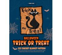 Halloween Black Cat Blanket C2C Crochet Pattern Book, 70x90 squares Trick or Treat Corner-to-Corner Design | Row-by-Row Color Blocks & Written Instructions, 1-page & 4-page layout Grid Blank Graph