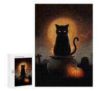 Halloween Black Cat Cauldron Scene Puzzle 1000 Pièces Educa Jouet en Bois Cadeau Unique Décoration Intérieure Jeu Éducatif Challenge Toy Adultes Et Enfants À Partir De 14 Ans 300 PCS