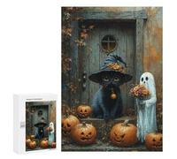 Halloween Black Cat Ghost Pumpkins Puzzle 1000 Pièces Educa Jouet en Bois Cadeau Unique Décoration Intérieure Jeu Éducatif Challenge Toy Adultes Et Enfants À Partir De 14 Ans 300 PCS