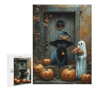 Halloween Black Cat Ghost Pumpkins Puzzle 1000 Pièces Educa Jouet en Bois Cadeau Unique Décoration Intérieure Jeu Éducatif Challenge Toy Adultes Et Enfants À Partir De 14 Ans 500 PCS