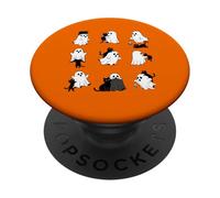 Halloween Black Cat & Ghost Saison effrayante PopSockets PopGrip Adhésif