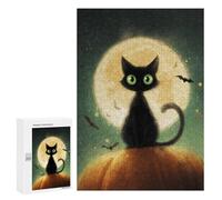 Halloween Black Cat Pumpkin Art Print-1 Puzzle 1000 Pièces Educa Jouet en Bois Cadeau Unique Décoration Intérieure Jeu Éducatif Challenge Toy Adultes Et Enfants À Partir De 14 Ans 300 PCS