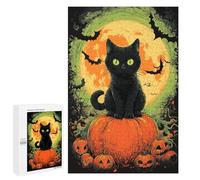 Halloween Black Cat Pumpkin Art Print Puzzle 1000 Pièces Educa Jouet en Bois Cadeau Unique Décoration Intérieure Jeu Éducatif Challenge Toy Adultes Et Enfants À Partir De 14 Ans 1000 PCS