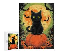 Halloween Black Cat Pumpkin Art Print Puzzle 1000 Pièces Educa Jouet en Bois Cadeau Unique Décoration Intérieure Jeu Éducatif Challenge Toy Adultes Et Enfants À Partir De 14 Ans 500 PCS