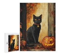 Halloween Black Cat with Jack-o'-Lantern-1 Puzzle 1000 Pièces Educa Jouet en Bois Cadeau Unique Décoration Intérieure Jeu Éducatif Challenge Toy Adultes Et Enfants À Partir De 14 Ans 500 PCS