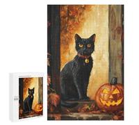 Halloween Black Cat with Jack-o'-Lantern-1 Puzzle 1000 Pièces Educa Jouet en Bois Cadeau Unique Décoration Intérieure Jeu Éducatif Challenge Toy Adultes Et Enfants À Partir De 14 Ans 1000 PCS