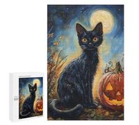 Halloween Black Cat with Jack-o'-Lantern Puzzle 1000 Pièces Educa Jouet en Bois Cadeau Unique Décoration Intérieure Jeu Éducatif Challenge Toy Adultes Et Enfants À Partir De 14 Ans 1000 PCS