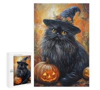 Halloween Black Cat with Jack-o'-Lanterns Puzzle 1000 Pièces Educa Jouet en Bois Cadeau Unique Décoration Intérieure Jeu Éducatif Challenge Toy Adultes Et Enfants À Partir De 14 Ans 1000 PCS
