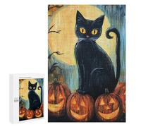 Halloween Black Cat with Pumpkins-2 Puzzle 1000 Pièces Educa Jouet en Bois Cadeau Unique Décoration Intérieure Jeu Éducatif Challenge Toy Adultes Et Enfants À Partir De 14 Ans 1000 PCS