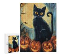 Halloween Black Cat with Pumpkins-2 Puzzle 500 Pièces Educa Jouet en Bois Cadeau Unique Décoration Intérieure Jeu Éducatif Challenge Toy Adultes Et Enfants À Partir De 14 Ans 500 PCS