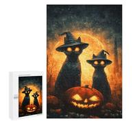 Halloween Black Cats with Jack-o'-Lanterns Puzzle 1000 Pièces Educa Jouet en Bois Cadeau Unique Décoration Intérieure Jeu Éducatif Challenge Toy Adultes Et Enfants À Partir De 14 Ans 1000 PCS