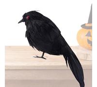Halloween Black Crows - 6,3 pouces de corbeau à plumes noir | Crows artificielles Halloween | Crow noire réaliste | Ornements de corbeau artificiel | Ornements artificiels d'Halloween Crows pour