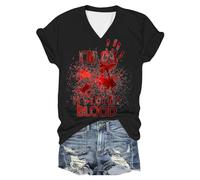 Halloween Blouse Esthétique T-Shirt imprimé à Manches Courtes et col Rond pour Femme Top Paillette(Other,5XL)
