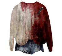 Halloween Blouse Pharmacie Sweat à Capuche Manches Longues pour Femmes, Mode Automne et Hiver décontracté, Lettre Anglaise, Impression créative Halloween, Grande Taille, Gilets(Vin,L)