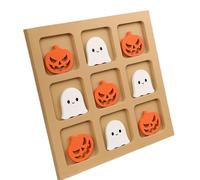 Halloween Board Game, XO Logic Chess, 7.87x7.87 inches, Wooden Funny Thinking Puzzle, Travel Game for Kids, Adults, School, Airplane, Beach, Date Night, Home and Dinner Fun