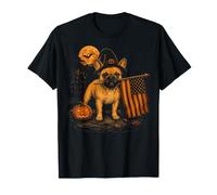 Halloween Bouledogue français Vintage Drapeau USA Halloween T-Shirt