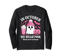 Halloween Breast Cancer Women in October We Wear Pink Manche Longue