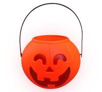 Halloween Bucket | Cute Pumpkin Shaped Glowing Decor with Ghost Faces