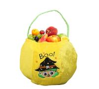 Halloween Bucket, Embroidered Trick-or-Treat Candy Bag, Soft Handle Tote, Holiday Treat Container for Outdoor Night Walks, Cosplay Adventures, Family Photo Decor, Family-Friendly Glowing Design
