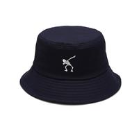 Halloween Bucket Hat Hip Hop Skull Pattern Neutral Bucket Hat Outdoor Hat Fashion Hat Sun Hat Trendy Cool Accessories Embroidery 3D Patternse (Coton, Bleu Marine)