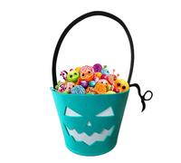Halloween Bucket, Light-Up Goody Tote Bags with Fluorescent Felt Design, Glowing Trick-Or-Treat Candy Holders for Chocolates Snacks Goodies Kids Party Favour Supplies and Halloween Decorations