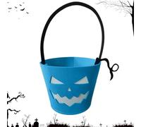 Halloween Bucket, Light Up Goody Tote, Fluorescent Felt Bag, Luminous Glow Design, Reusable Treat Holder, Ideal for Chocolates, Snacks, Goodies, Party Favor, Supplies, Decorations, 9.45x6.3x6.3 Inches