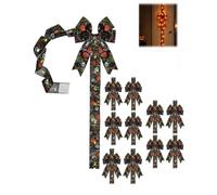 Halloween Cabinet Bow Decoration Light-Up Pumpkin Ribbon Wreath for Door