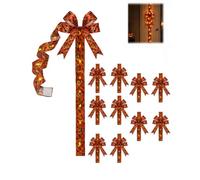 Halloween Cabinet Bow Decoration Light-Up Pumpkin Ribbon Wreath for Door