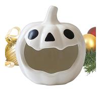 Halloween Candle Holder - 11.1x10.4cm Halloween Pumpkin Candlestick | Pumpkin Decorations | Ceramic Candle Holders, Desktop Atmosphere Ornament for Mantel Bathroom Living Room Workplace Dining