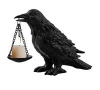 Halloween Candle Holder Realist Gothic Crow Statue avec chandelle 3, 3x6, 3x9 Pouce Support de thé en Plastique pour décoration intérieure Halloween Gothic Stand
